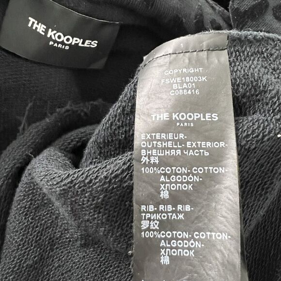 The Kooples Hoodie Sweatshirt Women’s L Velvet Leopard Print Pullover Raw Hem - Picture 6 of 9